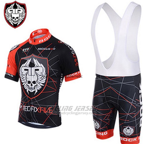 2013 Cycling Jersey Rock Racing Red and Black Short Sleeve and Bib Short